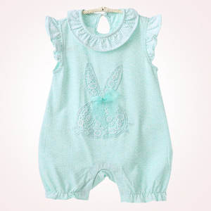 Ventes chaudes en Europe, barboteuse pour bébé fille, tricotée, imprimée, col rond, sans manches, 100% coton, respirante - Product Image 5