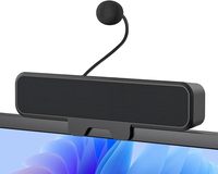 Haut-parleurs d'ordinateur avec microphone pour PC de bureau, haut-parleurs USB pour moniteur avec clip, barre de son filaire pour ordinateur portable, stéréo, basses PC