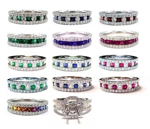 Proveedor de Hong Kong, Anillos de Boda de Oro Amarillo de 18k con Diamantes y Esmeraldas de Alta Calidad para Mujer, Venta al Por Mayor - Product Image 4