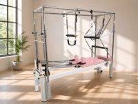 Table de Pilates Cadillac Reformer 3-en-1 en alliage d'aluminium avec barre de poussée et système de poulies à cordes pour studio et salle de sport à domicile