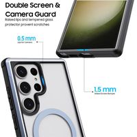 Coque de téléphone de luxe transparente antichoc en TPU+PC+aluminium avec recharge magnétique sans fil pour S23 S24 Ultra