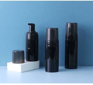 Hot selling 120ml 4oz empty black face cleanser wash shampoo PET plastic foaming soap dispenser pump bottle