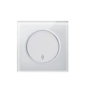 Sirode 6002 Series European Standard 250V Luxury Glass Panel White 1 Gang 2 Way Electrical Wall Light Switch And Socket For Home