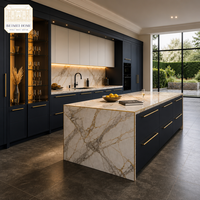 Meubles de cuisine sur mesure pour toute la maison, design moderne à dalles plates, modulaire, fabrication OEM directe d'usine, charnières à fermeture douce, panneaux écologiques