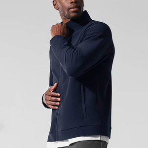 Biểu Tượng Tùy Chỉnh Thể Thao Giản Dị Áo Người Đàn Ông Của Đứng Cổ Áo Phòng Tập Thể Dục Tập Thể Dục Mỏng Phù Hợp Với Mock Cổ Đầy Đủ Zip Theo Dõi Áo Khoác - Product Image 4