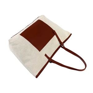 Women's Luxury Designer Genuine Leather Shoulder <b>Tote</b> Handbag Custom Daily Canvas Bag for Summer - Product Image 4