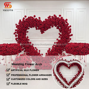 Arco de Flores Artificiales en Forma de Corazón con Rosas Rojas LEDA, para Bodas al Aire Libre, Fondo para Propuestas de Matrimonio - Product Image 3