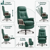 Chaise de bureau exécutive moderne en cuir à dossier haut, rembourrée, multi-inclinaison, avec roulettes silencieuses, pour usage commercial