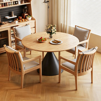 Ensemble de table à manger extensible en bois massif, table convertible ronde et rectangulaire avec structure en bois massif pour petite famille