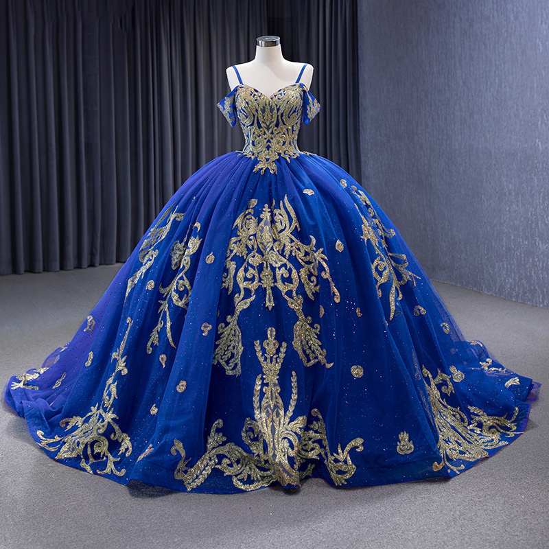 royal blue and gold maternity dress Tina Holly TK553 Long Mermaid Formal Floral Lace Prom Dress main image 0