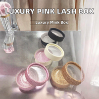 Boîte d'emballage de luxe ronde rose pour cils en vison avec carton ondulé, étiquette privée, boîte rigide pour soins personnels