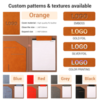 Vintage PU Leather Clip File Padfolio A4 Zipper Notepad Business Card Holder Presentation Folder Bag