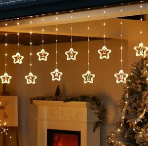 100LED 8 chế độ thời trang mới treo Sao giáng sinh trang trí ánh sáng Sant Claus Sao dẫn ánh sáng rèm với Cây giáng sinh Snowmans - Product Image 3