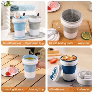 Custom Logo Collapsible Silicone Travel Cup 350ml 500ml Leakproof Foldable Coffee Cup with Straw BPA Free OEM ODM - Product Image 2
