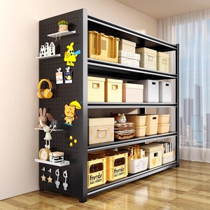 ชั้นวางของเหล็กคาร์บอน 4 ชั้น ยี่ห้อ Iyanen พร้อมชั้นวางด้านข้างแบบ Pegboard สำหรับห้องนั่งเล่น - Product Image 1