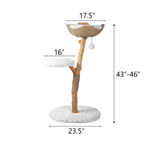 Modern <b>Cat</b> <b>Tree</b>-Multi Level Natural <b>Wood</b> <b>Cat</b> Tower-Unique Design Easy Climb for Small and Old <b>Cats</b> - Product Image 3