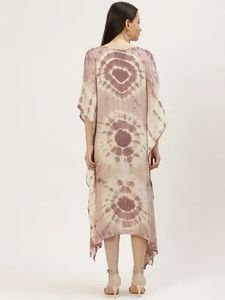 Robe Kaftan Longue Élégante Tie-Dye 100% Coton Respirant Quotidienne Coupe Évasée Style Western Grande Taille Tenue de Plage Prix de Gros - Product Image 3