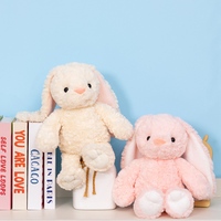 Conejo de Peluche con Orejas Caídas y Patas Acolchadas Color Rosa Crema, Venta al Por Mayor de Fábrica, Personalizable OEM, para Regalo Infantil