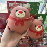 Jouet anti-stress en TPR souple en forme de renne de Noël, vente en gros, avec boîte de présentation transparente imprimée, cadeau de vacances