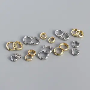 Hot Selling Fashion Gold Vermel Earrings 925 Sterling Silver 5- 9mm Women Minimalist Chunky Hoop Earrings