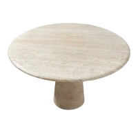 Table de base sur pied Marbre poli/aiguisé Beige travertin ensemble de Table d'assise 72 ''grande Table à manger ronde à tambour à jambe centrale 2023