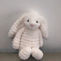 Jellcatt UK Lapin en peluche blanc texturé ondulé à oreilles souples, jouet doux et rembourré, cadeau de Noël et de Thanksgiving pour enfants