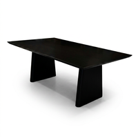 Table à manger rectangulaire moderne et durable en chêne plaqué MDF noir pour 4 personnes, pour la salle à manger