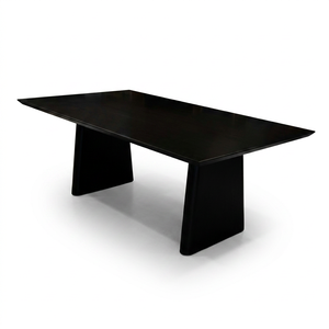 Table à manger rectangulaire moderne en chêne plaqué MDF noir pour 4 personnes, pour la maison - Product Image 1