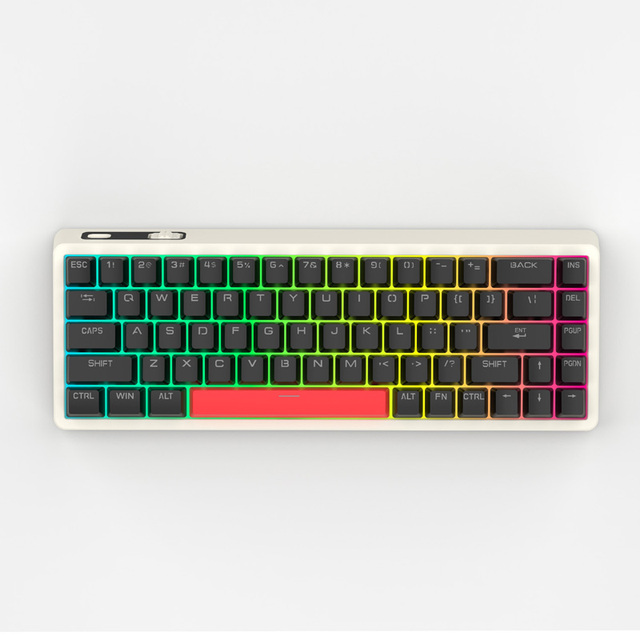 Tri-mode BT 2.4G & Type C 68-Key Gaming Mechanical Keyboard with LED Backlight and 26-Key No Conflict Layout for Gamers