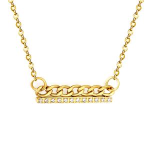 Collar de Cadena con Colgante Grueso de Acero Inoxidable Chapado en Oro de 18K, con Circonita Cúbica y Patrón Geométrico, Ideal para Regalo - Product Image 1