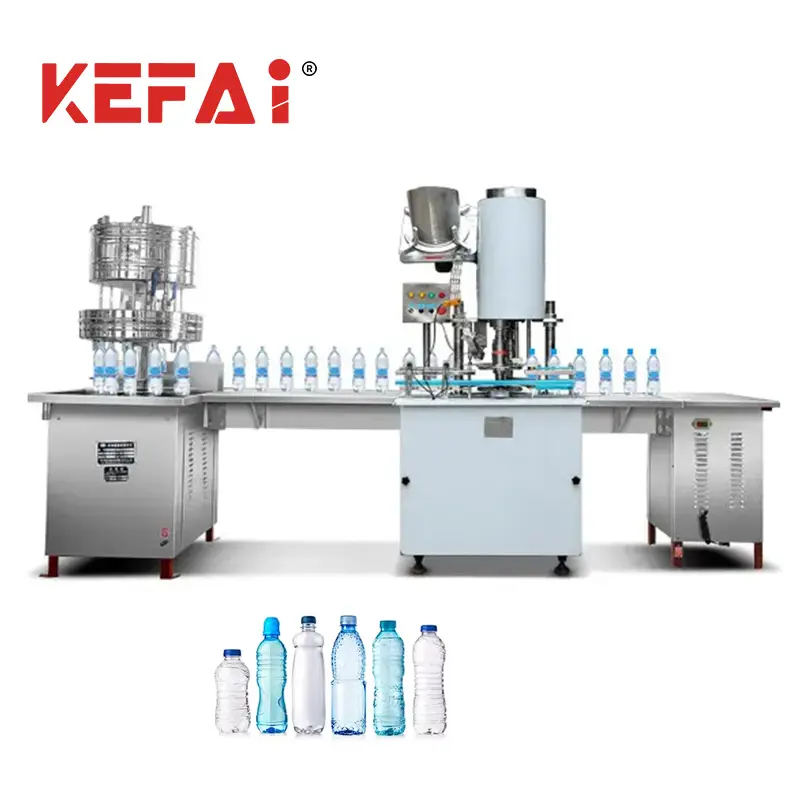 ماكينة تعبئة وتغطية المياه السائلة الدوارة ذات 12 رأسًا من KEFAI ، خط تعبئة بحزام ناقل 4 أمتار وخزان عالي المستوى