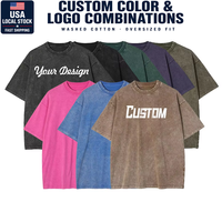 T-shirt Homme Oversize Boxy 230 g/m² Délavé à l'Acide avec Impression DTF Logo Personnalisé – Nouveauté USA, Meilleure Vente