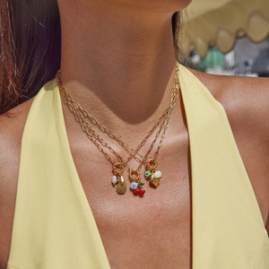 สร้อยคอจี้รูปผลไม้ สแตนเลส โซ่ทอง จี้ห้อยคอ ของขวัญสำหรับผู้หญิง เครื่องประดับแฟชั่น - Product Image 3