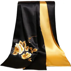 Factory Customized Beautiful Chinese Style Lady Female Digital Print Silk Scarf