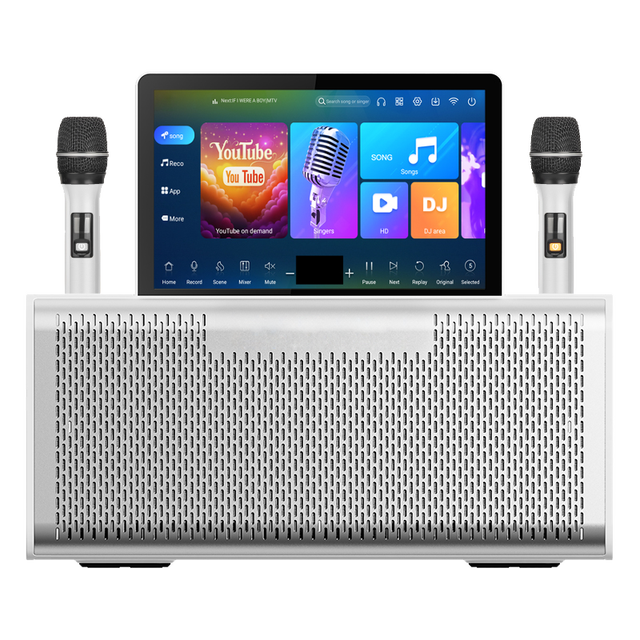 All-In-One Karaoke Speaker Dual Microphone Big Touch Screen HIFI Stereo Sound for Family Party Indoor Entertainment