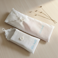 Sac d'emballage pour bijoux en lin et coton personnalisé avec rabat et cordon, sac anti-poussière pour montres avec bouton en bois