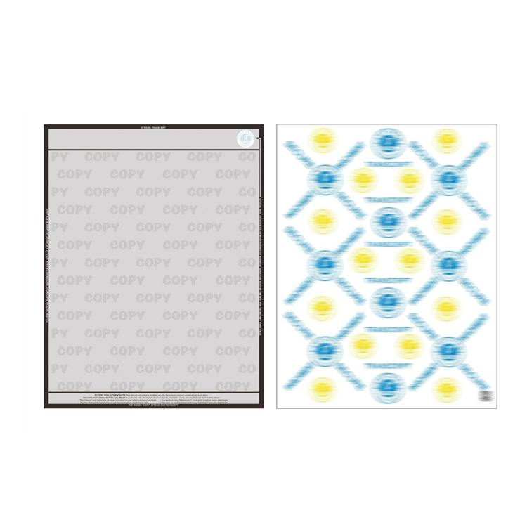 Custom Printing A4 Professional Anti-Copy Transcript Anti-counterfeiting Custom Security Certificate Paper