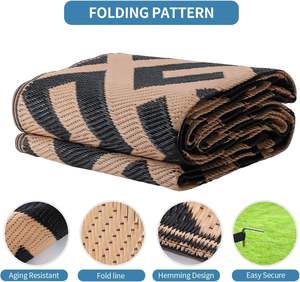 Fabrikanten Groothandel Milieubescherming Plastic Dubbelzijdige Vlecht Vochtbestendige Waterdichte Stranddeken Buiten Tapijten - Product Image 5