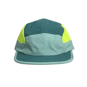 Custom Panel Nylon Polyester Camp Cap Runner Hat Camp Caps Sneldrogende Camping Camper Hoed Voor Kids Man