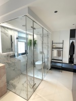 Douchecabine op maat, 8mm gehard glas, schuifdeur, badkamerpartitie voor hotelproject