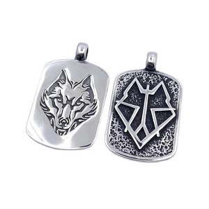 Viking Wolf Pendant <b>Titanium</b> Steel Unisex Animal Themed Necklace Everyday Wear 2160142 - Product Image 1