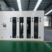 Cabines de peinture professionnelles abordables au gaz naturel 24 kW pour voitures 80 ° Cabine de peinture automobile avec double ventilateur d'admission et four de séchage
