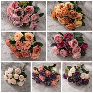 Bouquet de roses artificielles CallaFloral MW95005 en tissu tissé, décoration d'intérieur, arrangement floral transfrontalier - Product Image 3