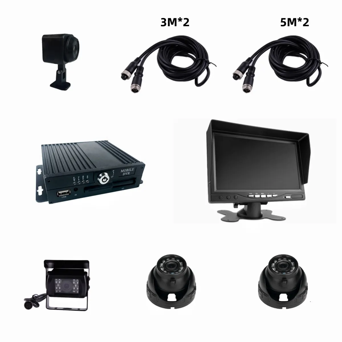 Hot Sale Bus/Taxi/Car/Truck 4 CH SD Card Vehicle MDVR Kit DVR Set with 4*AHD 1080P Camera and 1 LCD Monitor