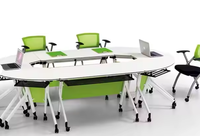 Table de formation mobile pliable durable, moderne et colorée, gain de place, avec panneau vert pour bureaux et espaces commerciaux