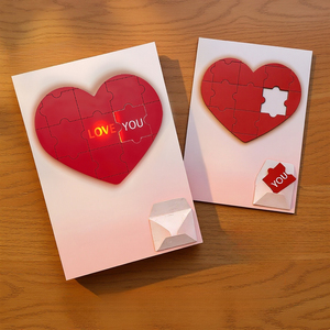 Carte de vœux personnalisée avec puzzle d'amour pour anniversaire, mariage, Saint-Valentin, avec message enregistré, cadeau pour petite amie, message caché lumineux, confession - Product Image 2