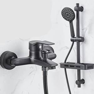 <span class=keywords><strong>Mitigeur</strong></span> de douche thermostatique mural en cuivre chromé poli avec pommeau de douche carré à jet pluie doux et monocommande - Product Image 2