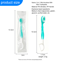 Brosse à dents de voyage jetable 5-en-1 UUKKG avec cure-dent et gratte-langue, emballée individuellement pour le camping