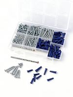Kit d'ancrages à expansion, jeu de tournevis universels en plastique, vis à tête plate, vis autoperceuses, kit d'outils pour béton et cloisons sèches