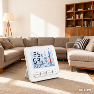 D5 kỹ thuật số Nhiệt ẩm kế với đồng hồ & đèn nền-Độ chính xác cao trong nhà nhiệt độ độ ẩm màn hình, - Product Image 4